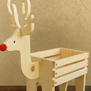 Handmade WOODEN REINDEER PLANTER BOX